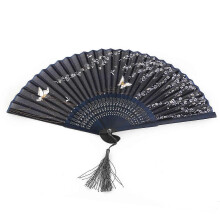 Éventail pliable en bambou creux pour femme avec pompon, cadeau de mariage (papillon Sakura)