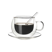 Dubbelwandige glazen beker met lepel 150 ml/250 ml hittebestendige dubbellaagse duurzame transparante