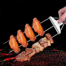 Brochettes en acier inoxydable à 3 broches neuves pour grillades, brochettes en métal pour kebab, faciles