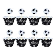 Lot de 48 décorations pour cupcakes en forme de ballon de football pour enfants