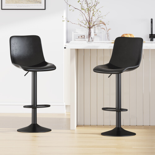 MCC Set of 2 Height Adjustable Kitchen BarStool with Footrest Stefan BLACK 1