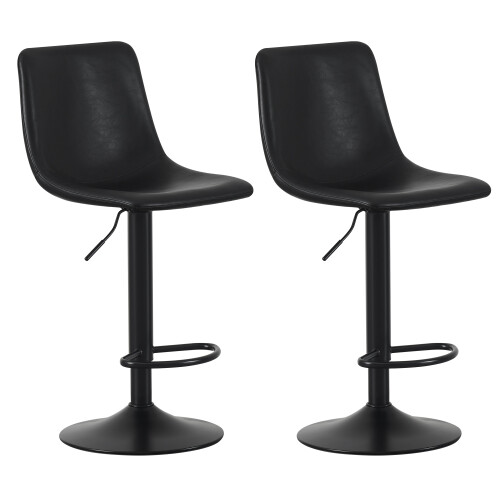 MCC Set of 2 Height Adjustable Kitchen BarStool with Footrest Stefan BLACK 2
