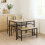 URBN Living (Oak) 4-Piece Wooden Dining Set with Metal Frame Table, 2 Chairs & Bench 1