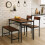 URBN Living (Rustic Brown) 4-Piece Wooden Dining Set with Metal Frame Table, 2 Chairs & Bench 4