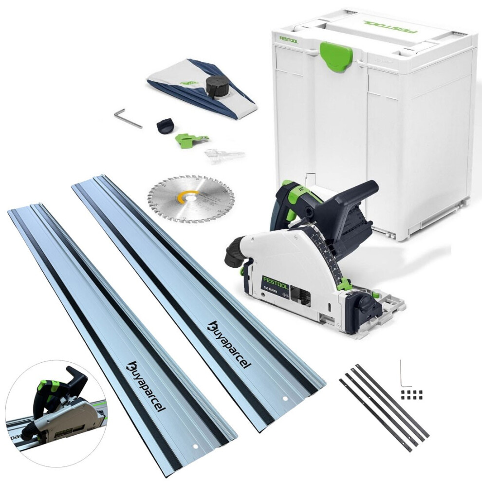 Festool TSC55 KEB-Basic 36V Twin 18v Cordless Plunge Saw 160mm +2x1.5m BAP Rail