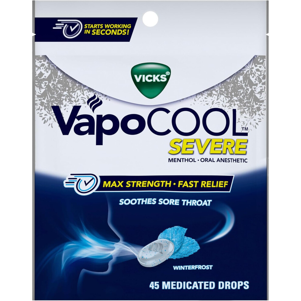 Vicks Vapocool Severe Sore Throat Drops, Max Strength Menthol