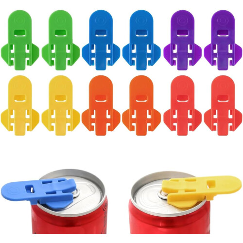 12Pcs Plastic Easy Can Opener, Leakproof Can Top Ring Pull Opener Tool for Coke, Beer, Drinks, Soda