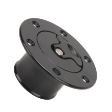Fuel Cell Surge Tank Cap Billet Aluminum 39mm ID Flush Mounting 6 Bolts Open Type Black Universal for Car