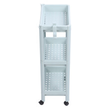 Bathroom Floor Storage Shelf Bathroom Storage Open Shelf Unit Freestanding Corner Rack Shelves Storage Rack Nordic Blue 3 Tier (with Wheels
