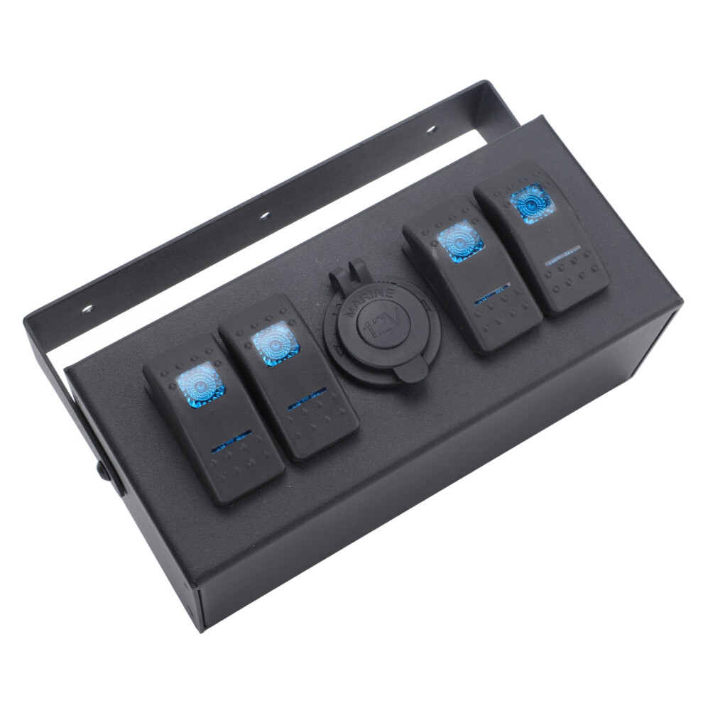 4 Gang Rocker Switch Box Dc 12Â24V On Off Toggle Panel Box With Cigarette Lighter Port Back Light For Boats Yachts Rv Buses 7651317213480