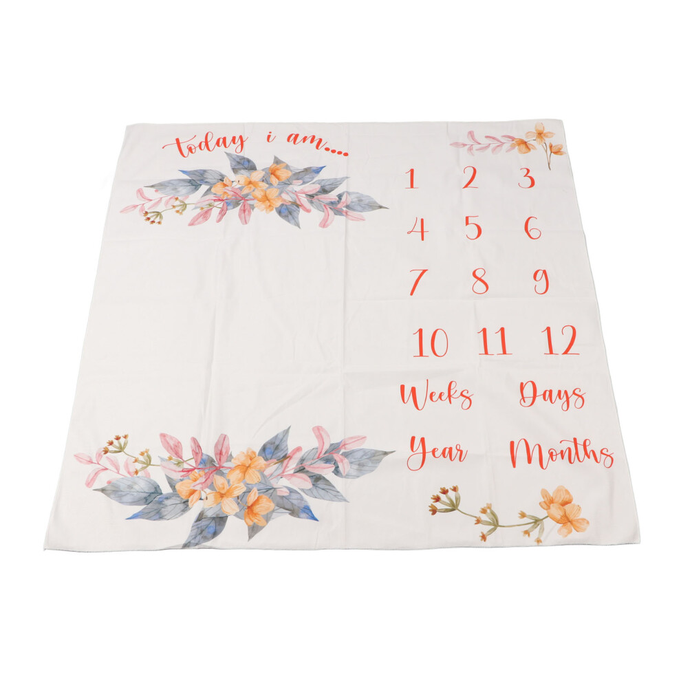 Baby Milestone Blanket Soft Comfortable Washable Flower Pattern Baby Month Blanket for Photography Props