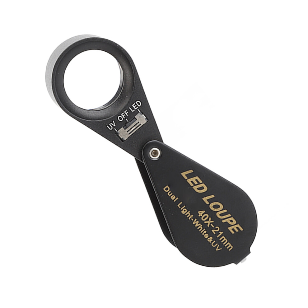 Light Jewelry Magnifier 40X 21Mm Lens Foldable Magnifying Eye Loupe With Led Uv For Inspection Diy