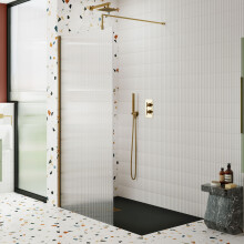 900mm Fluted Wetroom Screen Inc' BAR - V-WETFRL18590BB