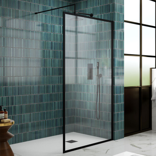 800mm Full Outer Frame Wetroom Screen - Black - V-WETFRBB1816
