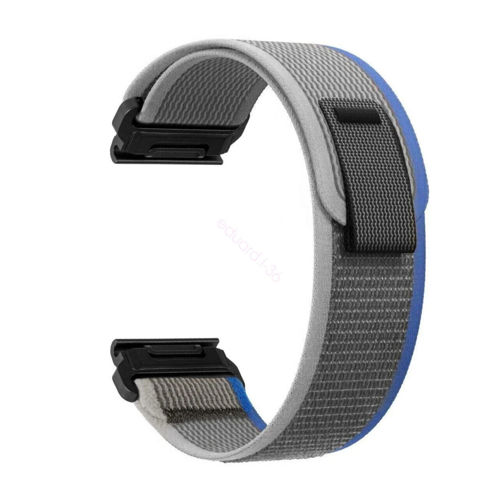 (-, 26Mm Fenix 3 3Hr D2) Quickfit Strap For Garmin Instinct 2X Fenix 7 7X 6X 6 Pro 5X 5 Epix 2 Nylon Band Gray/Blue 6963793867196