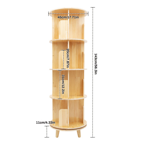 4 Tier Rotating Bookshelf Floor-Standing 360 Revolving Corner Bookcase 1