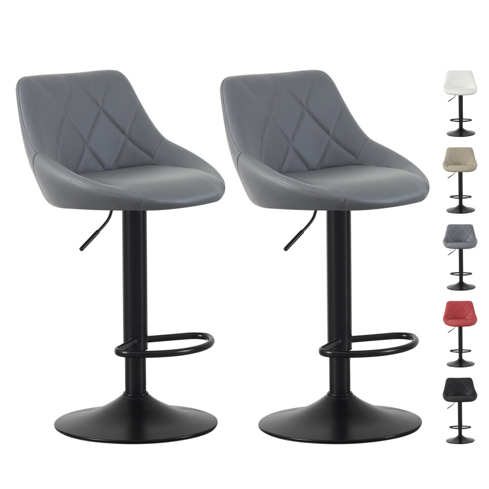 Mcc (Grey) Set Of 2 Height Adjustable Kitchen Bar Stool Breakfast Chairs With Footrest Stanley