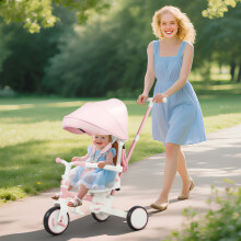 (Pink) AIYAPLAY 5 in 1 Foldable Kids Trike, Toddler Tricycle for 1-3 Years
