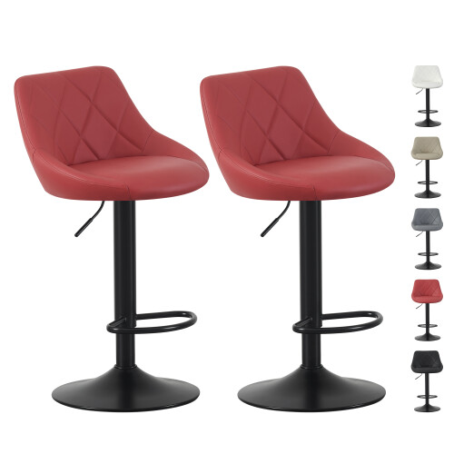 (RED) Set of 2 Height Adjustable Kitchen Bar Stool Breakfast Chairs with Footrest Stanley