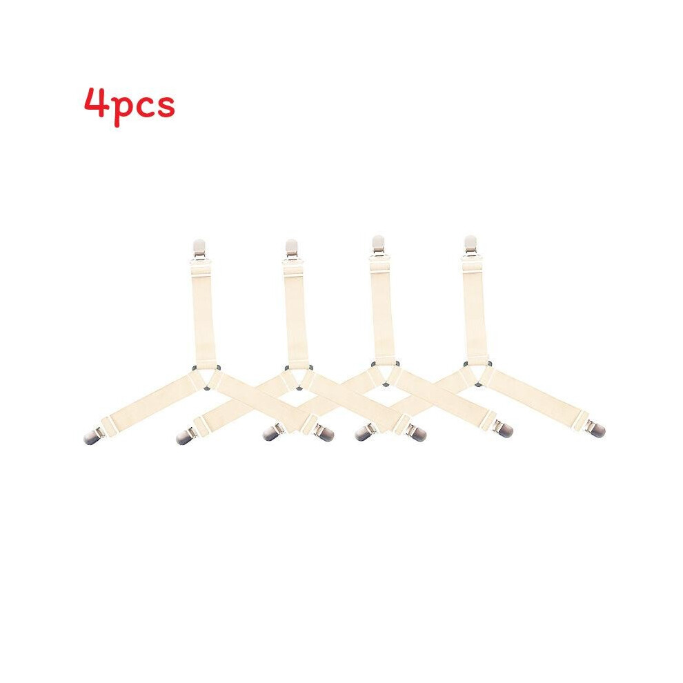 (Beige)Clips de drap de lit triangle réglable bretelles nappe housse de canapé fixateur