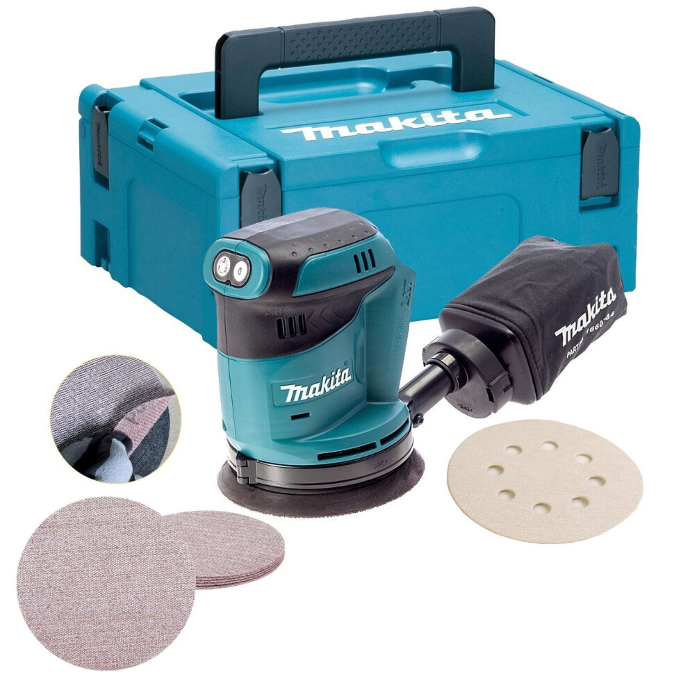 Makita DBO180ZJ 18v LXT Random Orbital Sander 125mm + Makpac Case + 5 Mesh Sheet