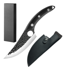 (Sheath Black) Kitchen knife for all purposes, handmade knife, chef's knife professional knife, sharp meat knife with exquisite leather bag, boning knife BBQ