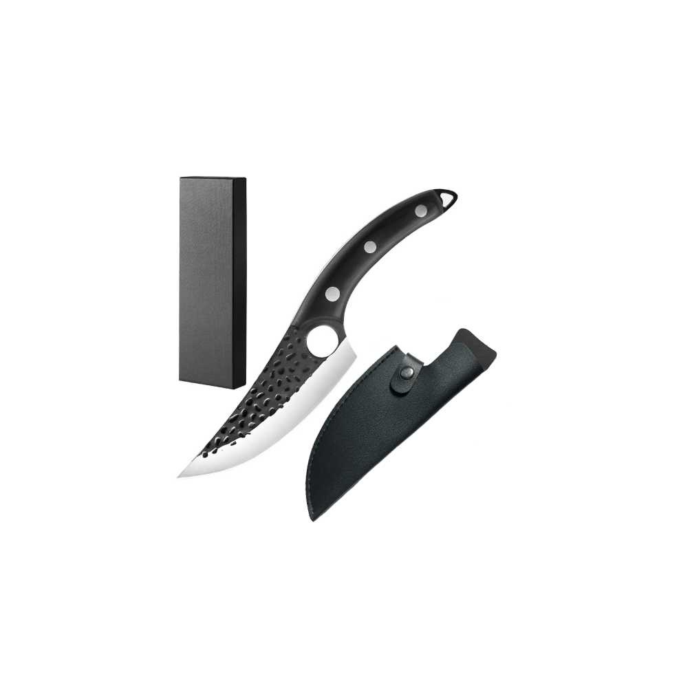 (Sheath Black) Kitchen knife for all purposes, handmade knife, chef's knife professional knife, sharp meat knife with exquisite leather bag, boning knife BBQ