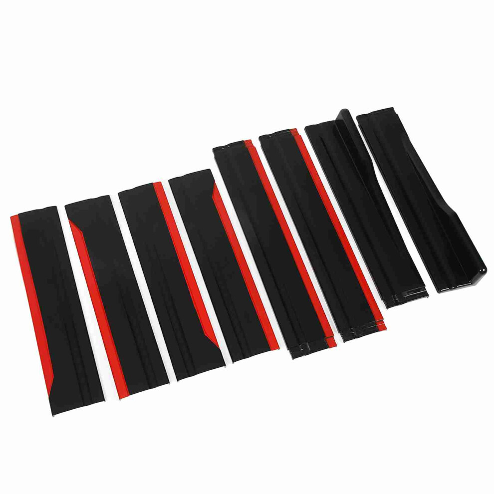 8 Pcs Car Side Skirt Glossy Side Lip Splitters Extension Wing Panel Body Kit Replacement For Seat Leon Red/Black 4941317430134