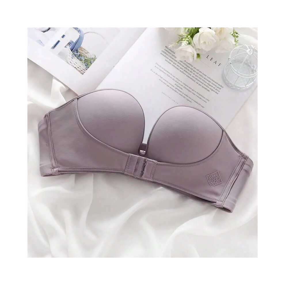 (purple, B) Front Closure Bras For Women Push Up Strapless Bra Seamless Brassiere Soft Underwear Female Sexy Invisible Lingerie Intimate