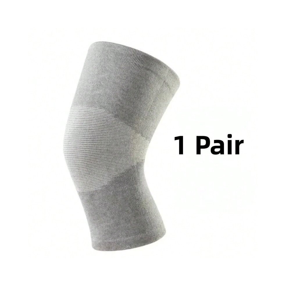 (GRAY, L) 1 Pair Knee Support Protector  Leg Arthritis Injury Gym Sleeve Elasticated Bandage knee Pad Charcoal Knitted Knee pads Warm
