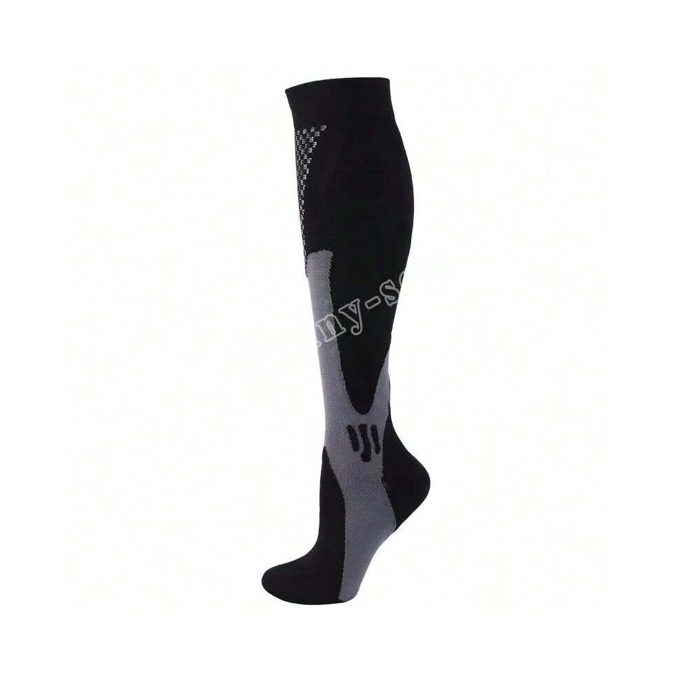(YSZ02-Black, S-M) Compression Socks Running Sports Socks Medical Nursing 20-30mmhg for Flight Travel Pregnancy Edema Diabetes Varicose Veins Socks