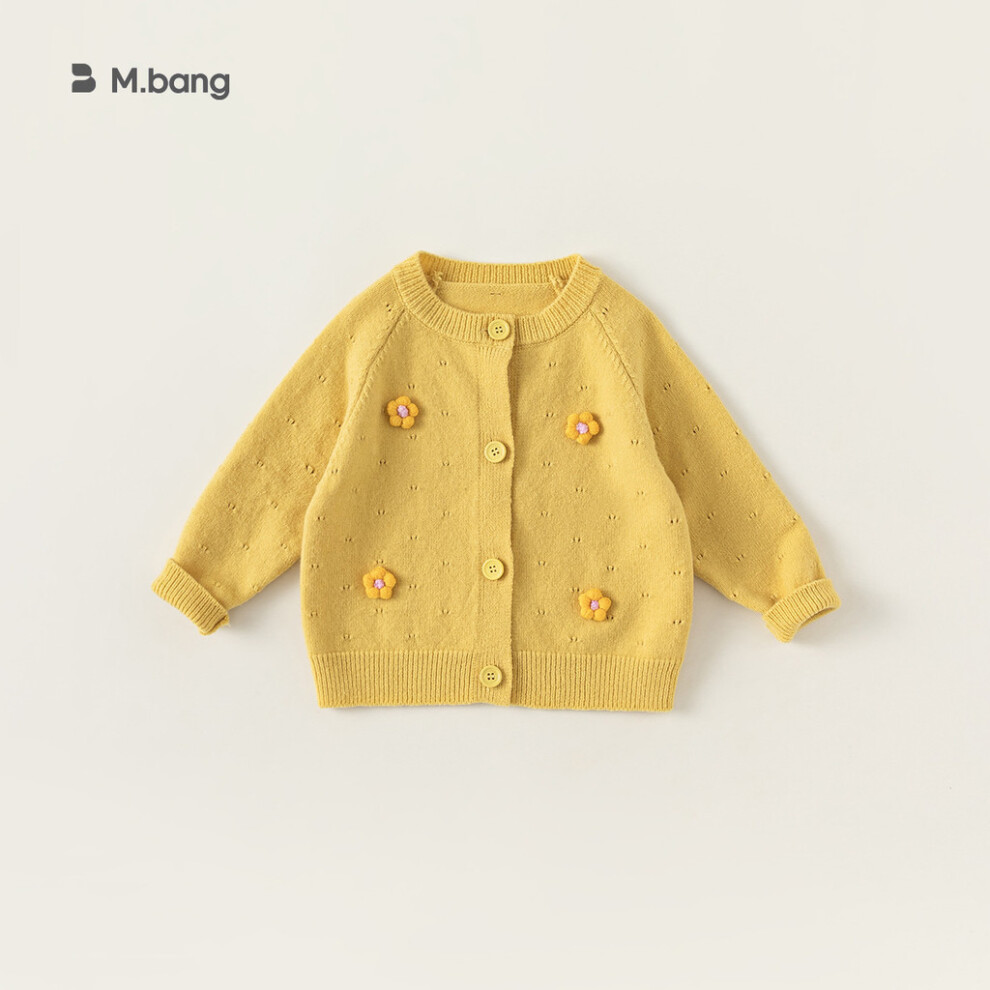 (Yellow Cardigan,100cm)Robe enfant fleurie et fleur tricotée cardigan décoration deux pièces pour quotidien