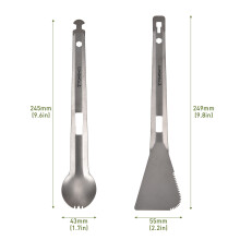 Titanium Camping Grillzange mit Spork & Spachtel, langlebig & leicht