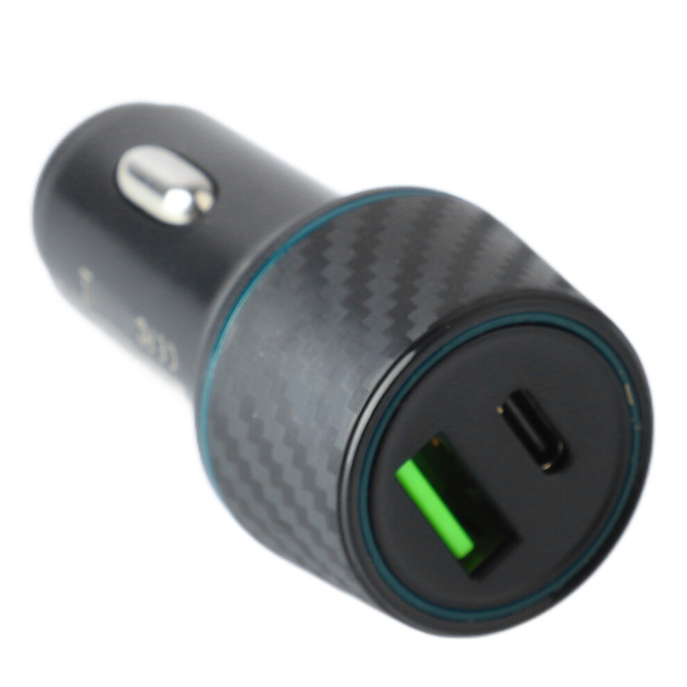 Dc 12Â24V Car Charger 95W Usb Pd Dual Port Fast Charging Carbon Fiber Style Cigarette Lighter Charger Adapter For Car Truck 4251317614466