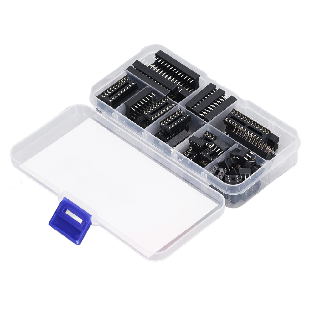 66Pcs Ic Chip Socket Insualted Plastic Flat Pin Ic Assortment Kit Circuit Components 6P To 28P 8331317615703