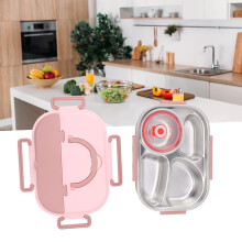 Stainless Steel Insulated Lunch Box 4 Grid Corrosion Prevention Rustproof Portable Bento Box for Children Adult
