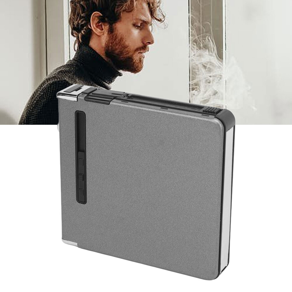 Gray 20 Regular Cigarettes Case Box Usb Rechargeable Cigarette Case With Lighter For Men Women Ideal Gift For Smoker Matte
