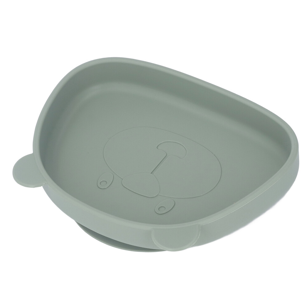 Baby Silicone Plate Panda Shape Silicone Suction Toddler Plate Feeding Supply For Infants Olive Silicone Plate Green