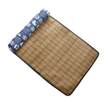 Pet Cooling Mat Cute Cat Cartoon Pattern Fine Edging Scratch Resistant Cat Sleeping Mat with Pillow 55 X 40 Dark Blue