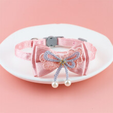 Verstellbares weiches Katzen-Halsband mit Schleife, 1cm x 20-30cm, Polyester