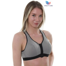 (46, H) Vitality Care Women's Sports Bra High Impact Front Zip Racerback Sport Bra Full Coverage Wirefree Non Padded