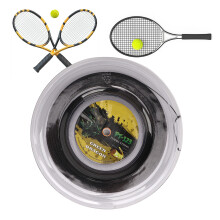 1.25mm Tennis Racket String Double Ribbed Pattern Beat Resistant Polyester Tennis String for Teenager 200M Black