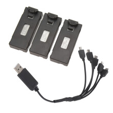 3pcs RC Aircraft Lithium Battery Kit Light Charging Cable Set for E88 E88Pro LS E525 E525Pro 3.7v 1800mah