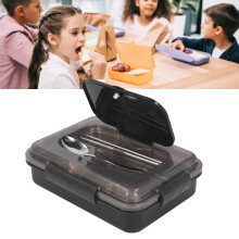 Stainless Steel Lunch Box 4 Compartments Food Snack Containers Leak Resistant with Spoon Chopsticks for Children Adults