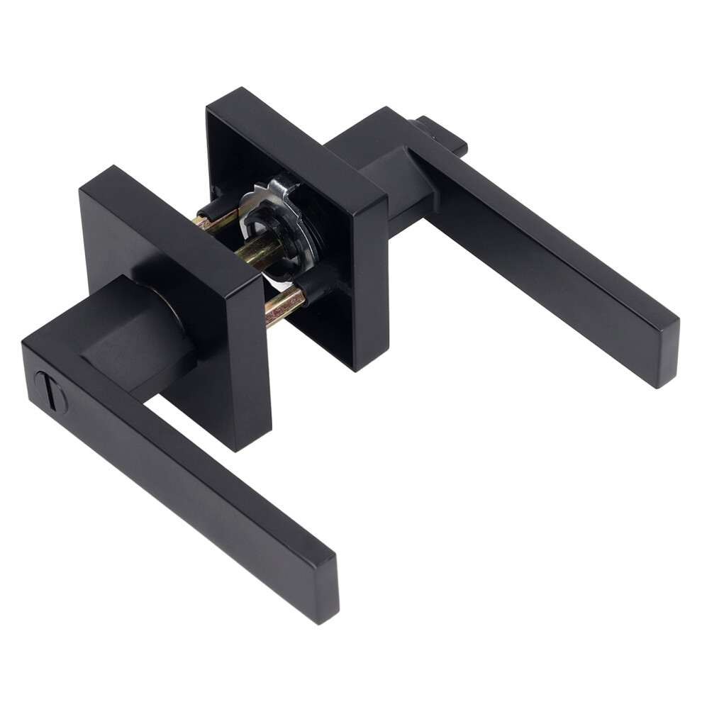 Door Lever Zinc Alloy Brass Sturdy Black Modern Look Indoor Door Handle For Passage Closet Corridor 7641317636372