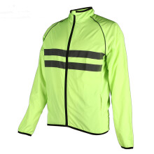 Reflektierende grüne atmungsaktive Polyester-Radjacke mit Taschen für Outdoor-Sportarten