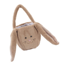 Children Easter Hunting Basket Easter Bunny Plush Bag Cute Cartoon Bag Long Ears Bunny Basket Coffee