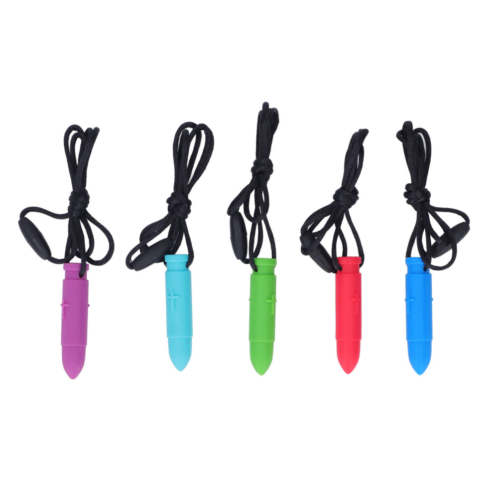 5pcs Baby Chew Sensory Necklace Portable Gum Relief Soft Silicone Teething Chewing Pendant Toy Set