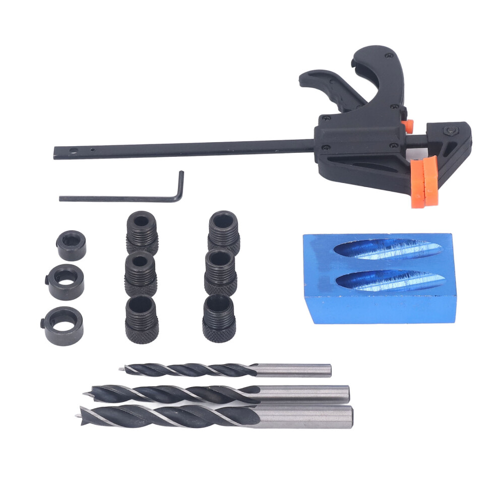15Pcs Pocket Hole Jig 15 Aluminum Alloy Inclined Hole Drilling Tool For Woodworking 7891317644529