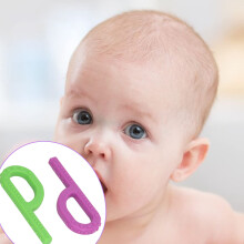 2 Stück Baby-P-förmiger Beißring, weiches Silikon, 12,5 cm Kaube tube